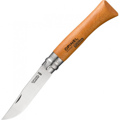 Нож OPINEL №10, углеродистая сталь, рукоять из дерева бука, блистер 000403
